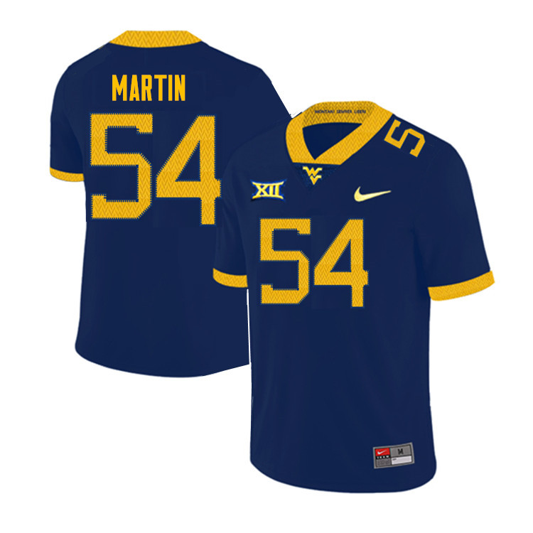 Men #54 Sean Martin West Virginia Mountaineers College Football Jerseys Sale-Navy